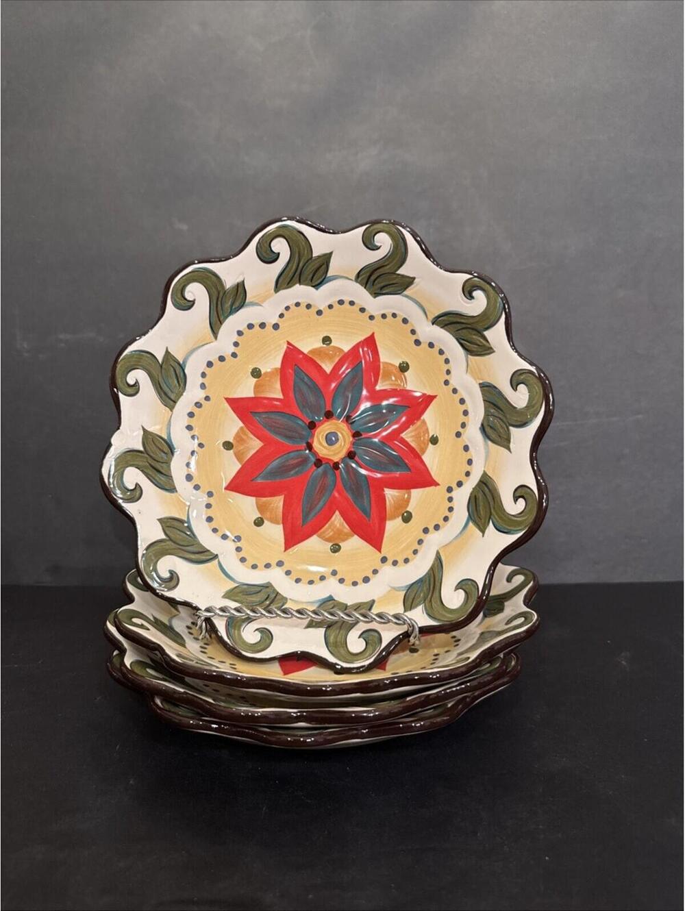 Set Of 4 Tabletops Gallery Misto ODESSA 8.5” 3D Salad Luncheon Plates